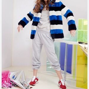 KULE Striped Faux Fur Jacket